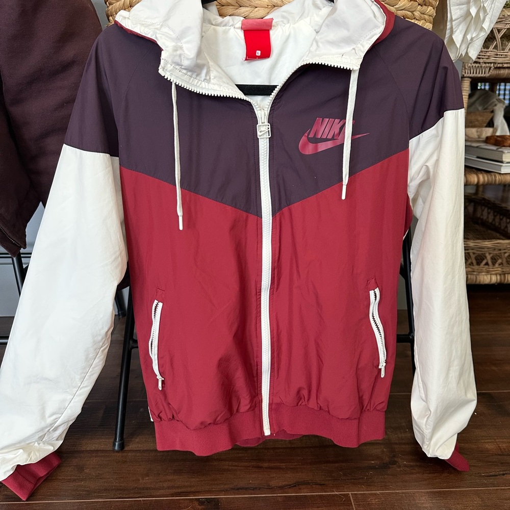 Nike Women's Colorblock Jacket - Red and White